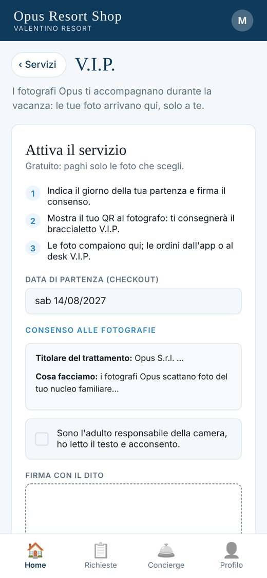 Attivazione del servizio con consenso e firma