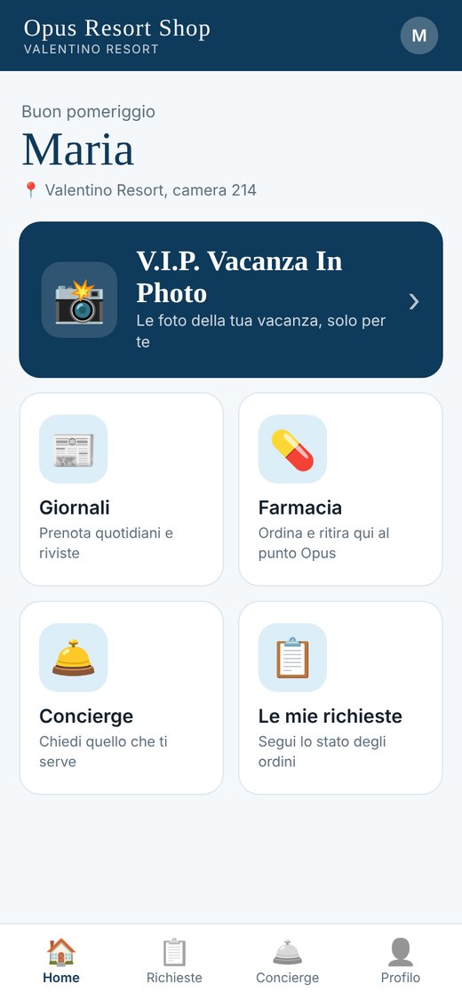 Schermata iniziale dell'app con la scheda V.I.P.